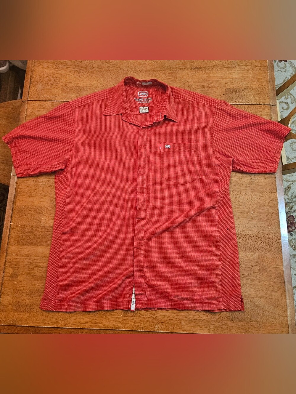 Ecko Unlimited Red Short-Sleeve Button-Down Casual Shirt